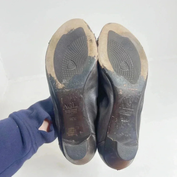 AGL Brown Leather Rounded Toe Heels Heeled Ballet Shoes Size 39.5 - Picture 8 of 12